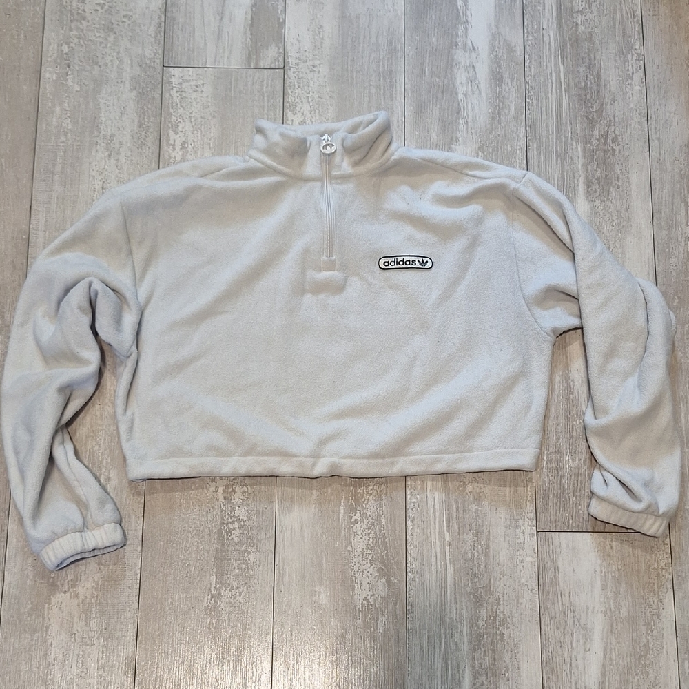 Adidas Women's Light Gray Quarter-Zip Sweatshirt